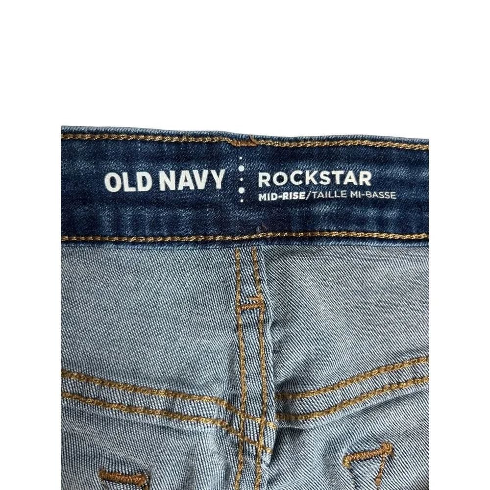 Old Navy Women's Rockstar Mid-Rise Distressed Blue Jeans‎ Size 12